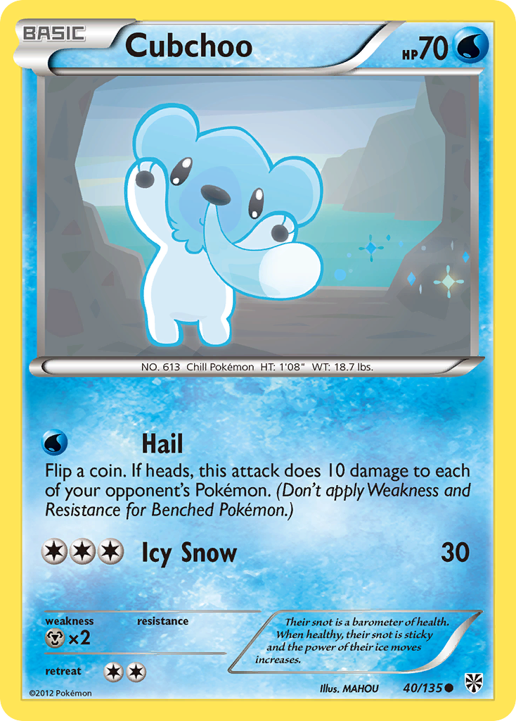 Cubchoo (40/135) [Black & White: Plasma Storm] | Tables and Towers