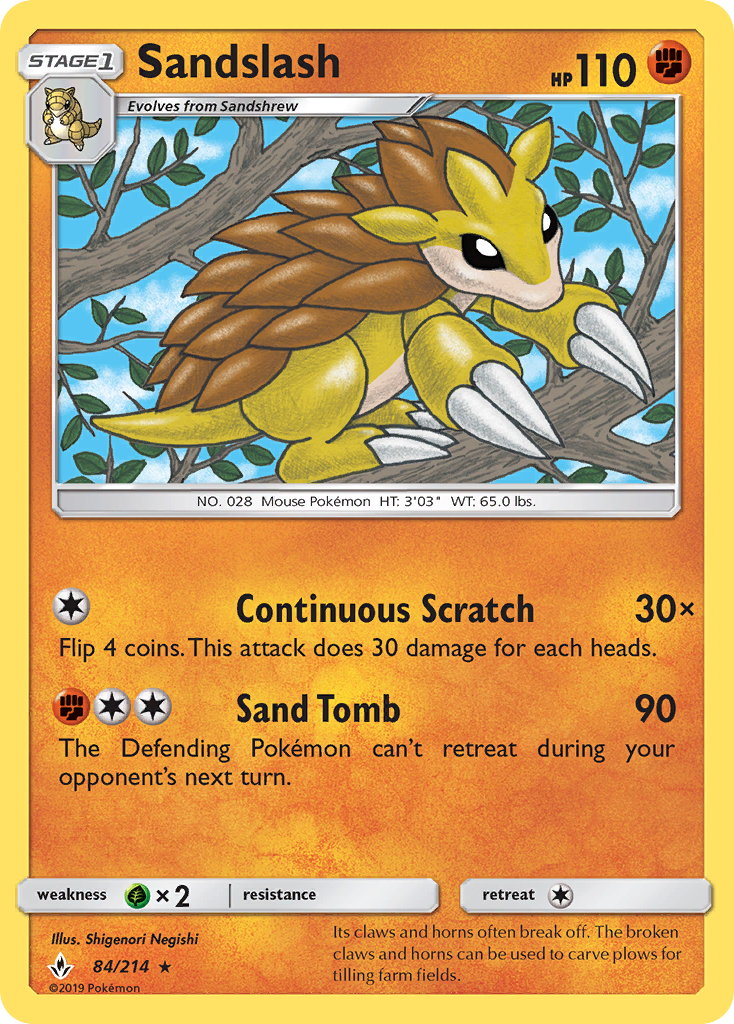 Sandslash (84/214) [Sun & Moon: Unbroken Bonds] | Tables and Towers