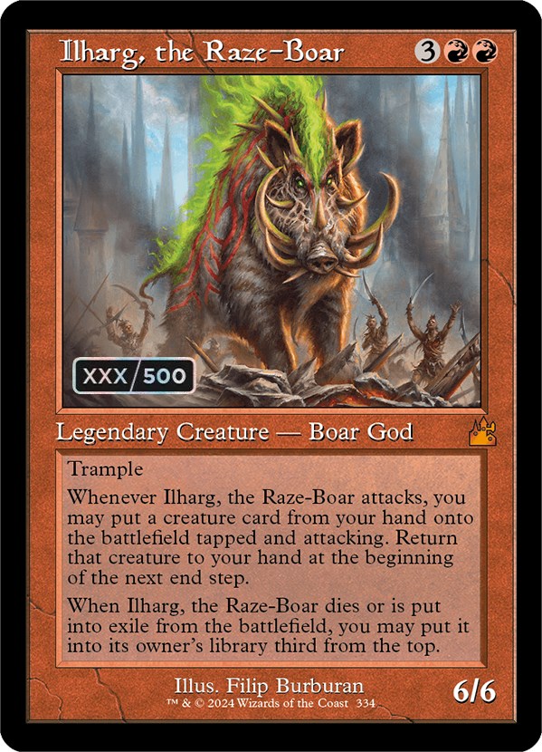 Ilharg, the Raze-Boar (Retro) (Serialized) [Ravnica Remastered] | Tables and Towers