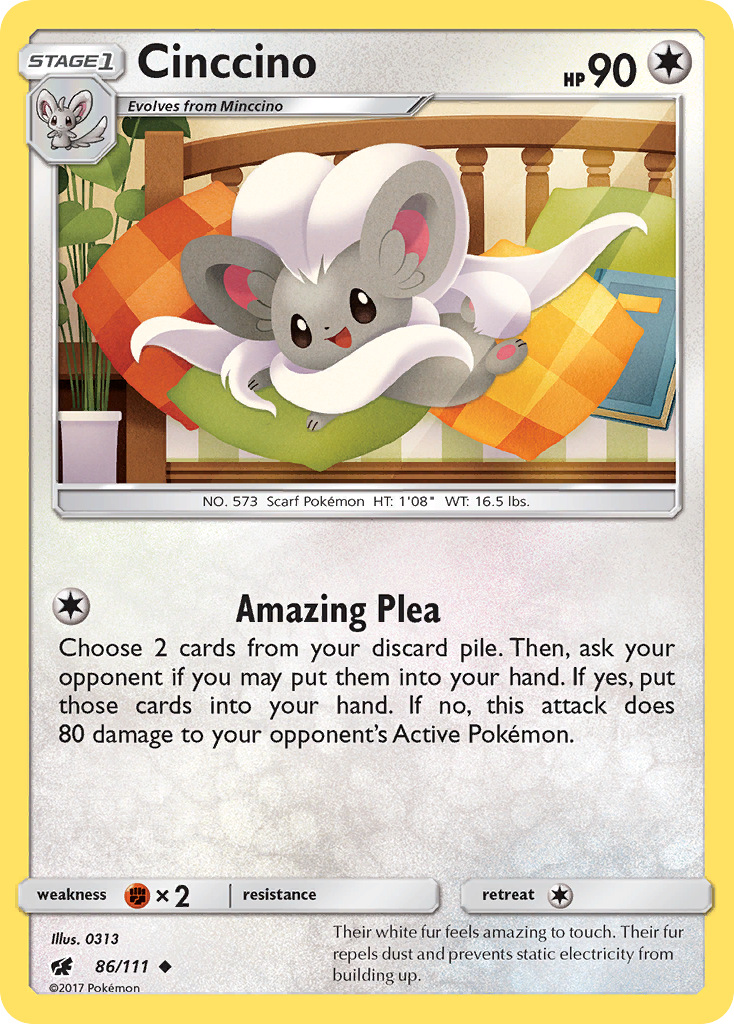 Cinccino (86/111) [Sun & Moon: Crimson Invasion] | Tables and Towers