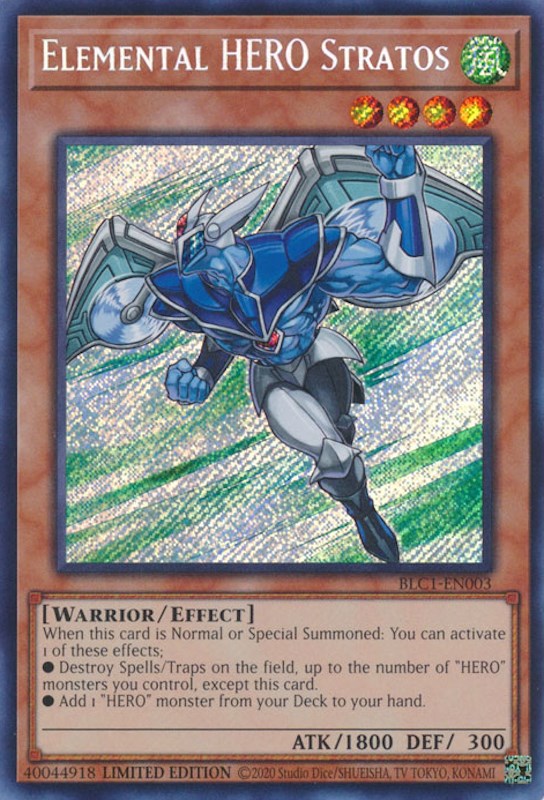 Elemental HERO Stratos [BLC1-EN003] Secret Rare | Tables and Towers