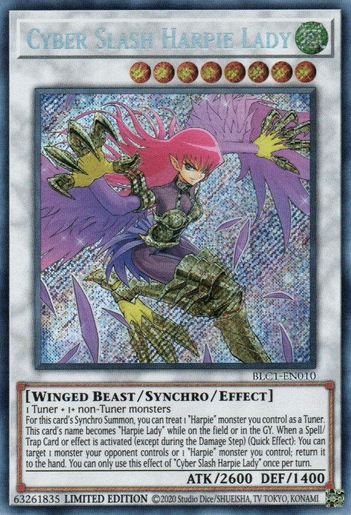 Cyber Slash Harpie Lady [BLC1-EN010] Secret Rare | Tables and Towers