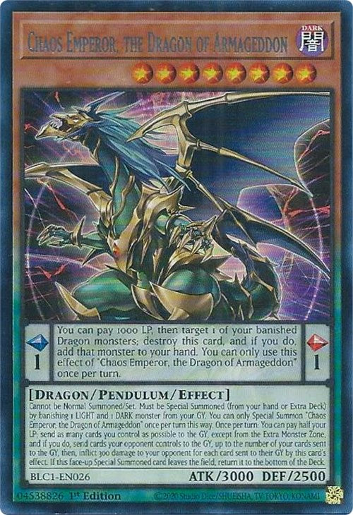 Chaos Emperor, the Dragon of Armageddon (Silver) [BLC1-EN026] Ultra Rare | Tables and Towers