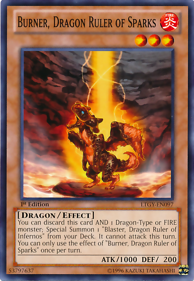 Burner, Dragon Ruler of Sparks [LTGY-EN097] Common | Tables and Towers