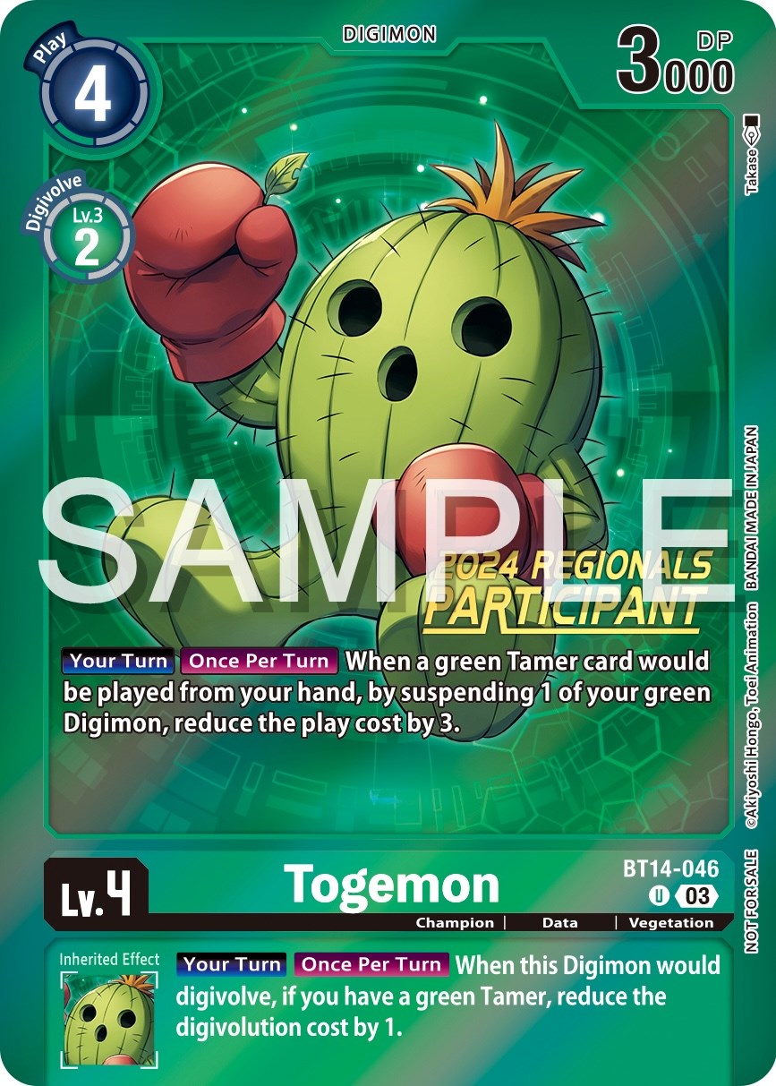 Togemon [BT14-046] (2024 Regionals Participant) [Blast Ace Promos] | Tables and Towers