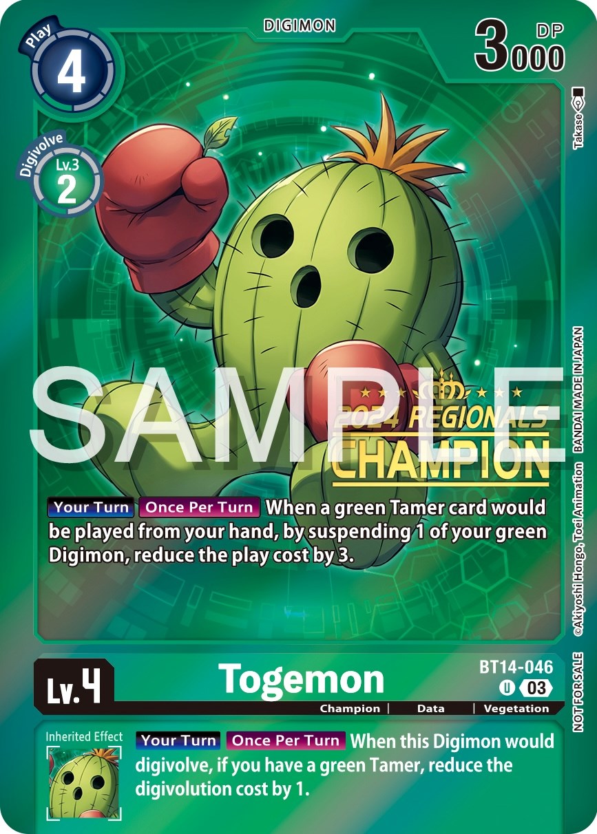 Togemon [BT14-046] (2024 Regionals Champion) [Blast Ace Promos] | Tables and Towers