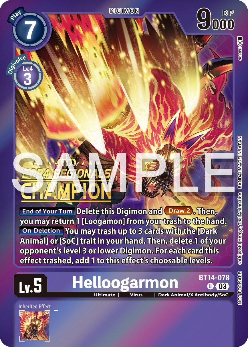 Helloogarmon [BT14-078] (2024 Regionals Champion) [Blast Ace Promos] | Tables and Towers