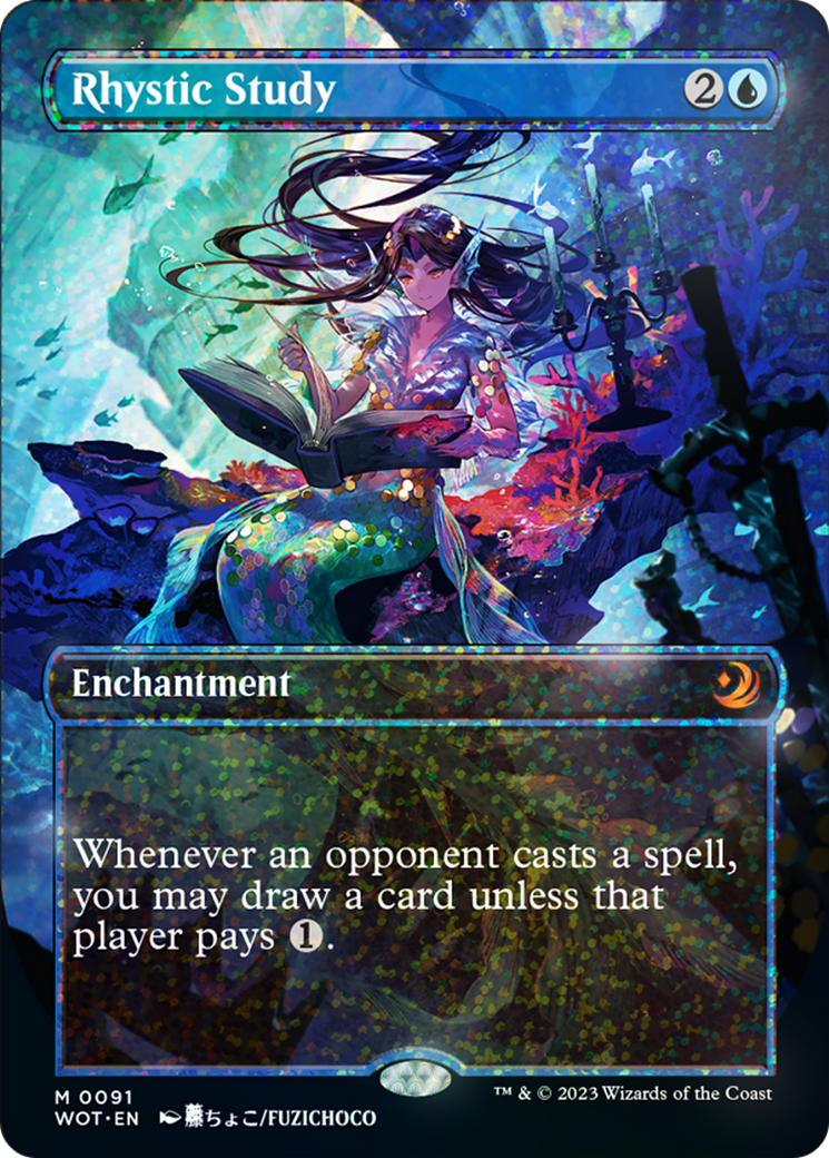 Rhystic Study (Anime Borderless) (Confetti Foil) [Wilds of Eldraine: Enchanting Tales] | Tables and Towers