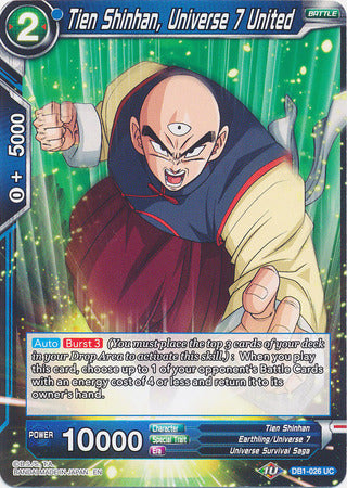 Tien Shinhan, Universe 7 United (DB1-026) [Dragon Brawl] | Tables and Towers