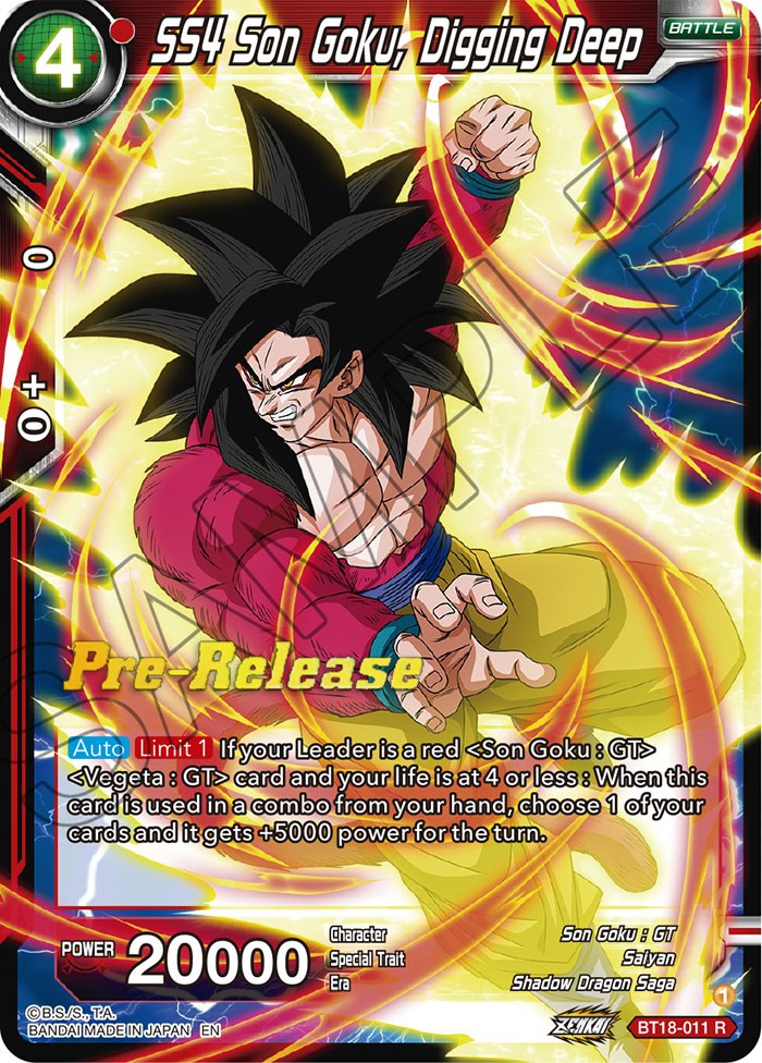 SS4 Son Goku, Digging Deep (BT18-011) [Dawn of the Z-Legends Prerelease Promos] | Tables and Towers