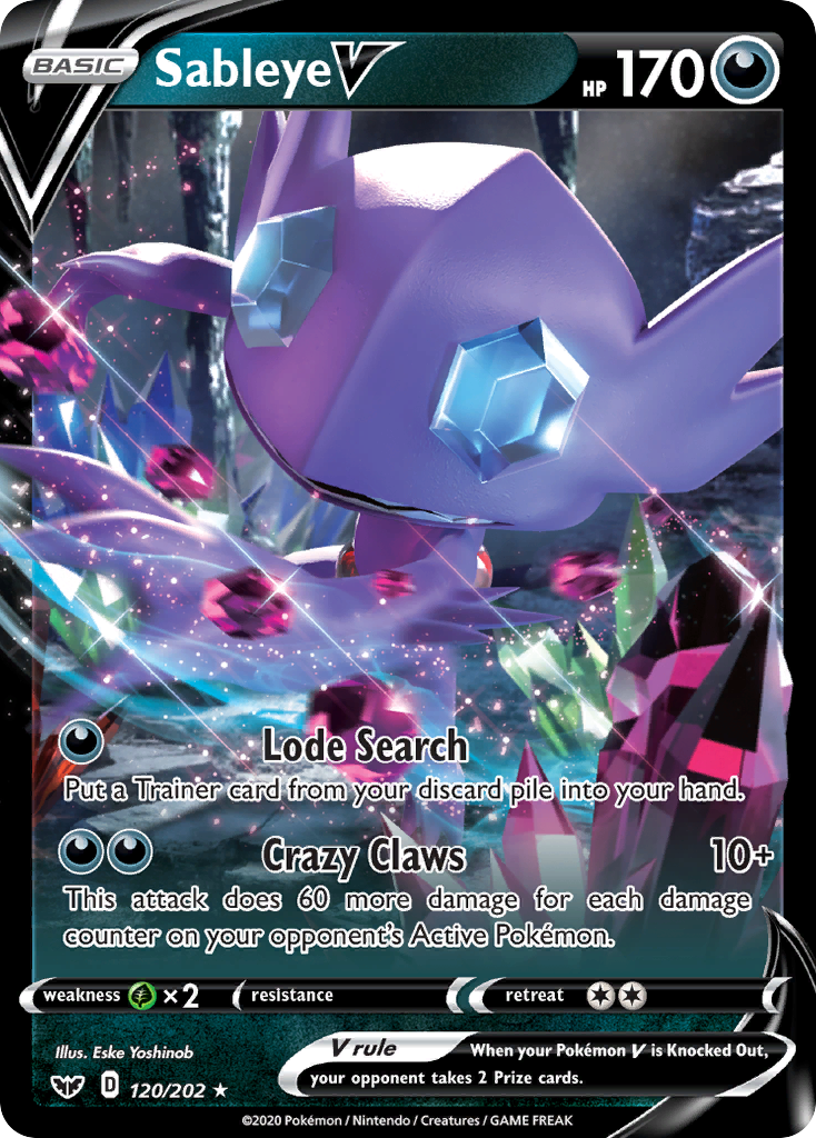 Sableye V (120/202) [Sword & Shield: Base Set] | Tables and Towers