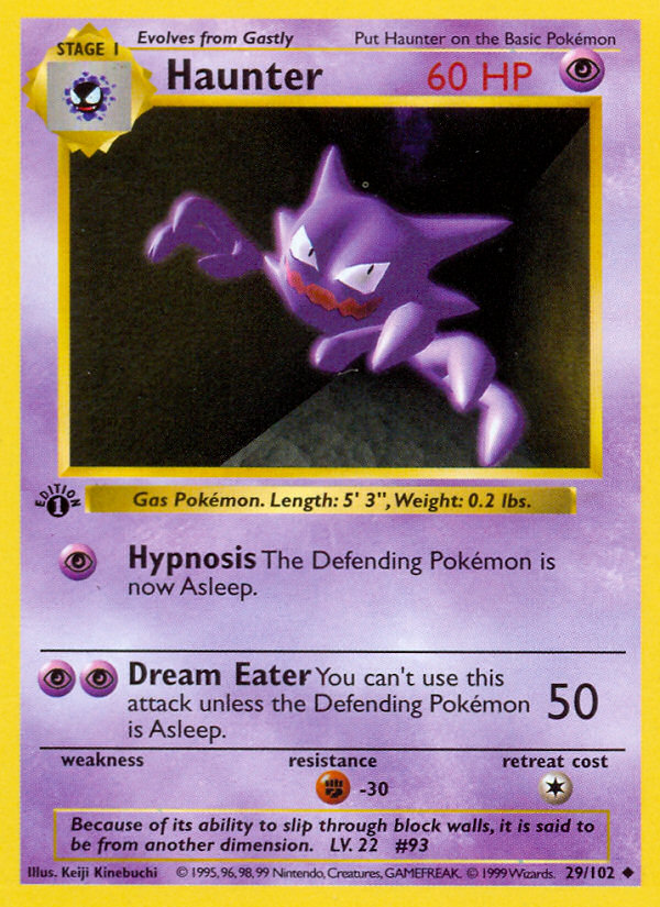 Haunter (29/102) (Shadowless) [Base Set 1st Edition] | Tables and Towers