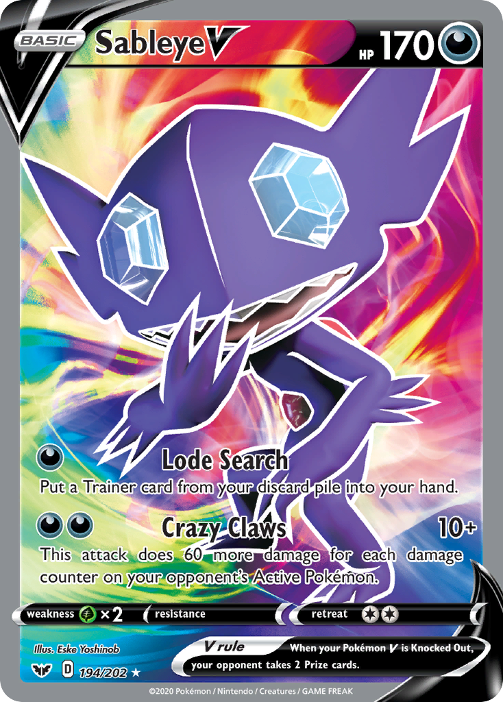 Sableye V (194/202) [Sword & Shield: Base Set] | Tables and Towers