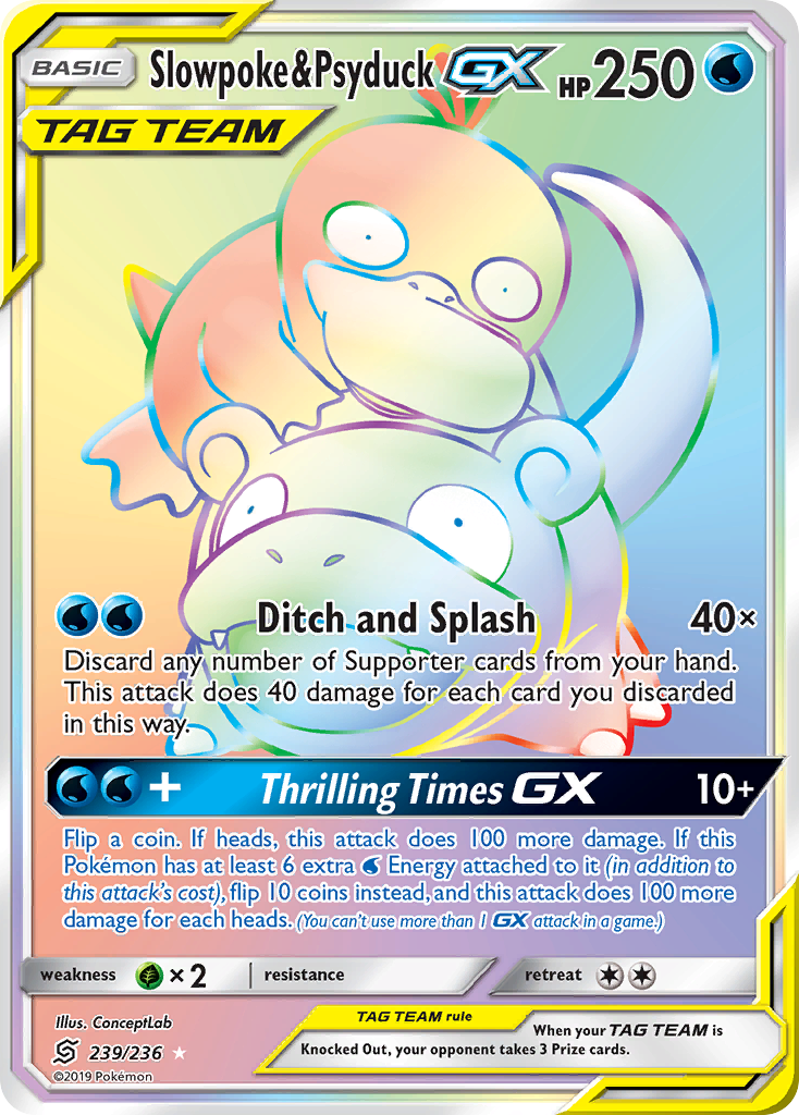 Slowpoke & Psyduck GX (239/236) [Sun & Moon: Unified Minds] | Tables and Towers