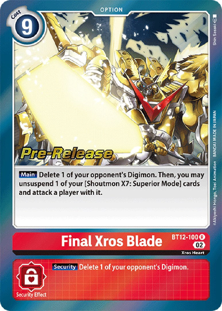 Final Xros Blade [BT12-100] [Across Time Pre-Release Cards] | Tables and Towers