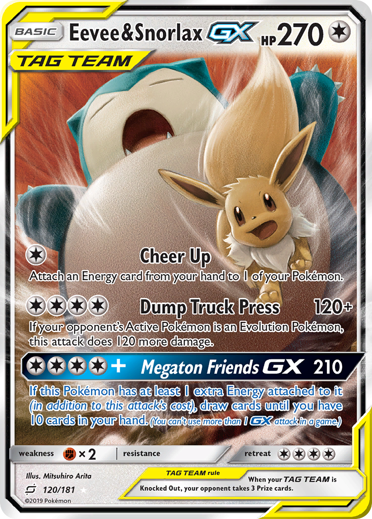 Eevee & Snorlax GX (120/181) [Sun & Moon: Team Up] | Tables and Towers