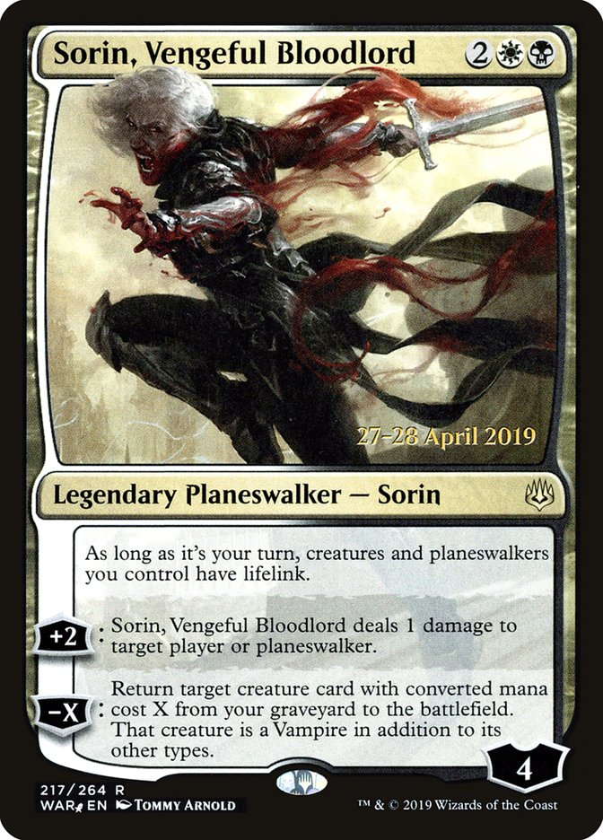 Sorin, Vengeful Bloodlord [War of the Spark Prerelease Promos] | Tables and Towers