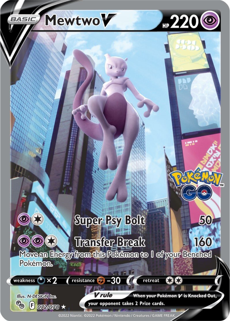 Mewtwo V (072/078) [Pokémon GO] | Tables and Towers