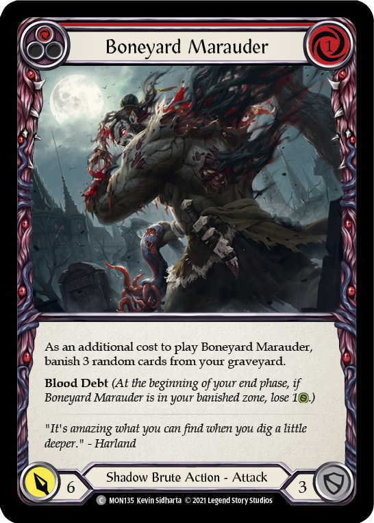 Boneyard Marauder (Red) [MON135-RF] (Monarch)  1st Edition Rainbow Foil | Tables and Towers