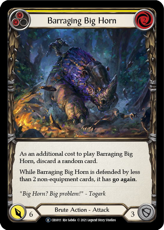 Barraging Big Horn (Yellow) [U-CRU011] (Crucible of War Unlimited)  Unlimited Rainbow Foil | Tables and Towers