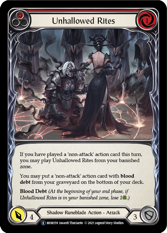 Unhallowed Rites (Red) [U-MON159-RF] (Monarch Unlimited)  Unlimited Rainbow Foil | Tables and Towers