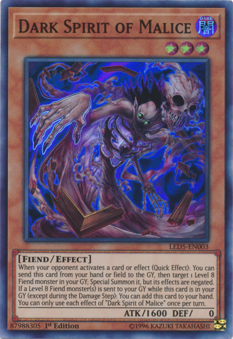 Dark Spirit of Malice [LED5-EN003] Super Rare | Tables and Towers