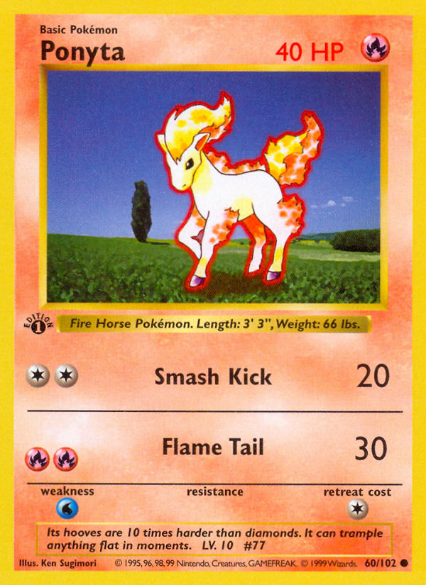 Ponyta (60/102) (Shadowless) [Base Set 1st Edition] | Tables and Towers