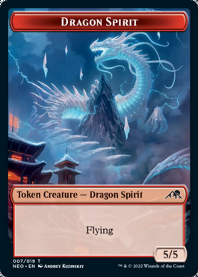 Spirit (002) // Dragon Spirit Double-Sided Token [Kamigawa: Neon Dynasty Tokens] | Tables and Towers