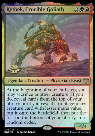 Kethek, Crucible Goliath [Phyrexia: All Will Be One Prerelease Promos] | Tables and Towers