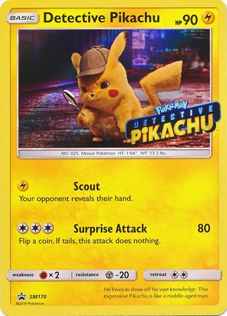 Detective Pikachu (SM170) (Detective Pikachu Stamped) [Sun & Moon: Black Star Promos] | Tables and Towers