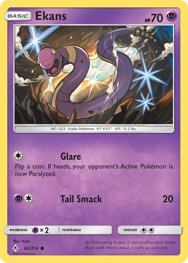 Ekans (62/214) [Sun & Moon: Unbroken Bonds] | Tables and Towers