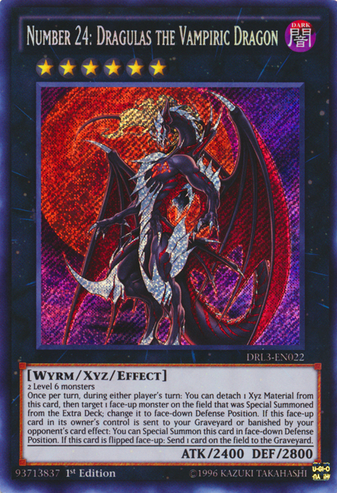 Number 24: Dragulas the Vampiric Dragon [DRL3-EN022] Secret Rare | Tables and Towers