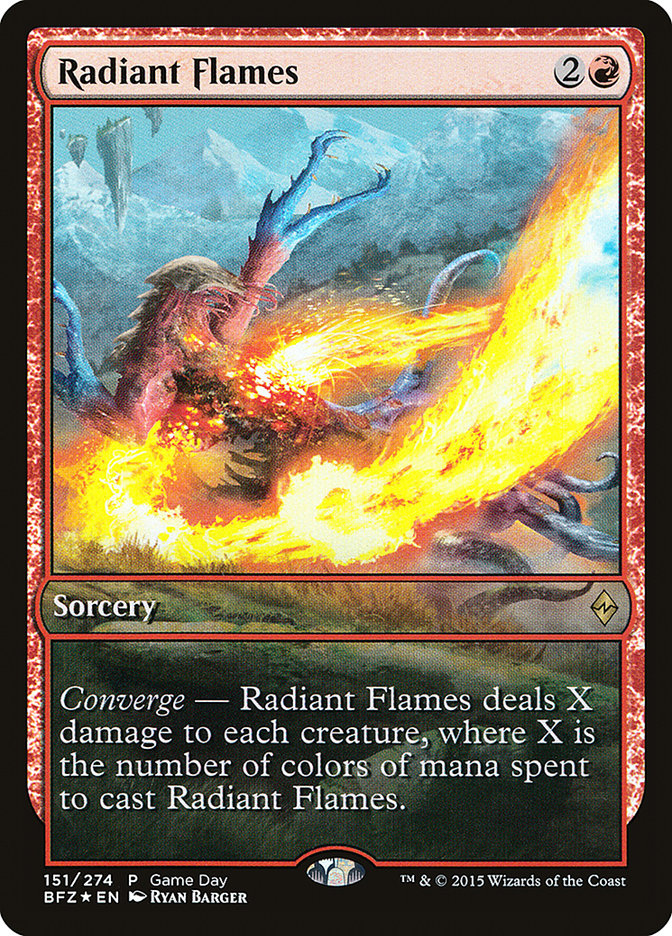 Radiant Flames (Game Day) [Battle for Zendikar Promos] | Tables and Towers