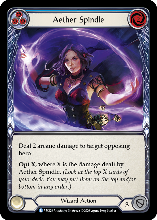 Aether Spindle (Blue) [U-ARC128] (Arcane Rising Unlimited)  Unlimited Rainbow Foil | Tables and Towers