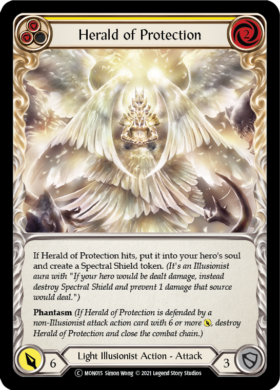 Herald of Protection (Yellow) [U-MON015-RF] (Monarch Unlimited)  Unlimited Rainbow Foil | Tables and Towers