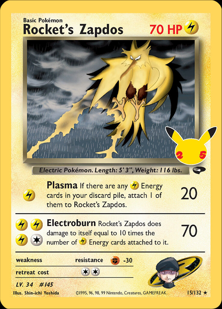 Rocket's Zapdos (15/132) [Celebrations: 25th Anniversary - Classic Collection] | Tables and Towers