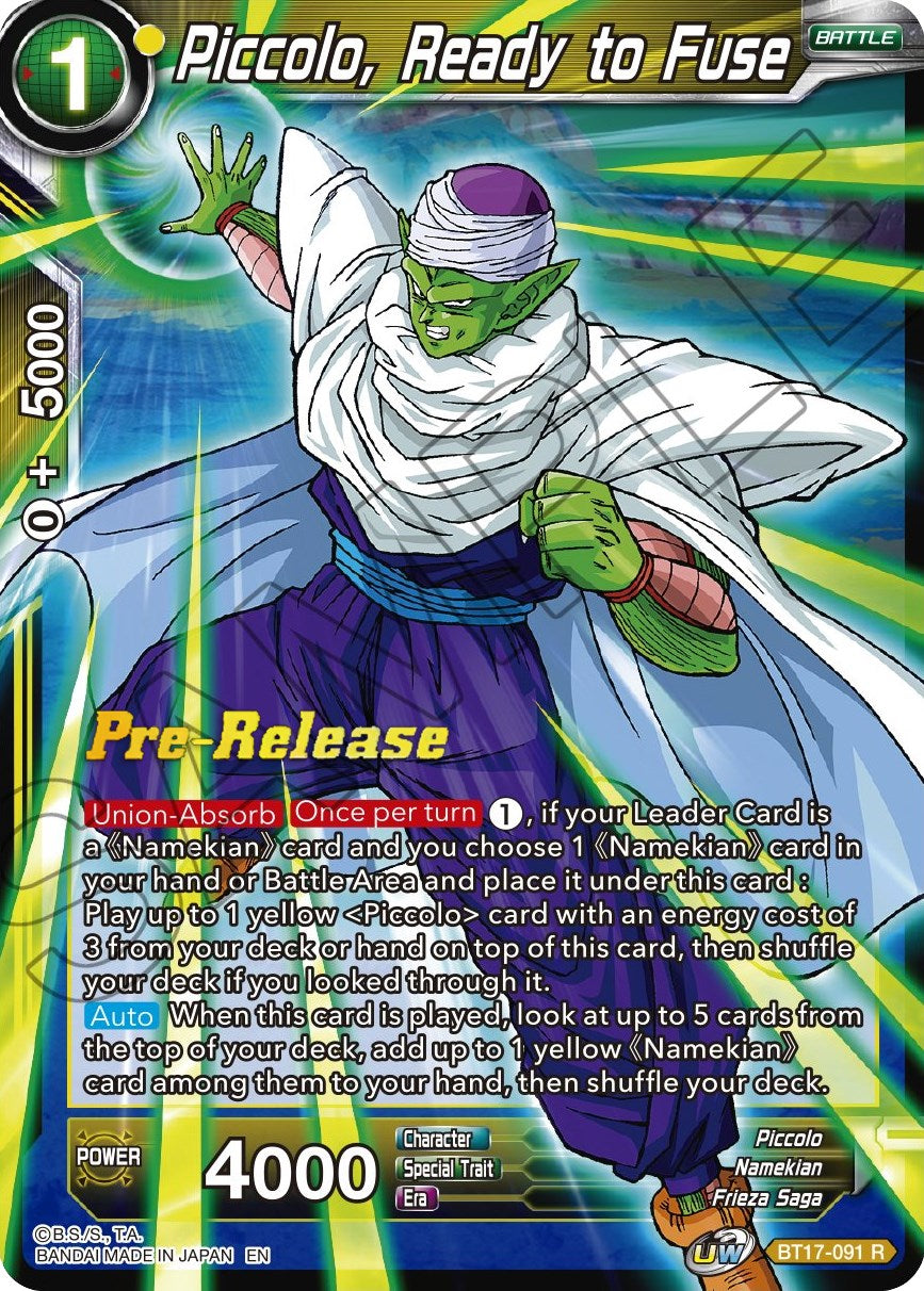 Piccolo, Ready to Fuse (BT17-091) [Ultimate Squad Prerelease Promos] | Tables and Towers