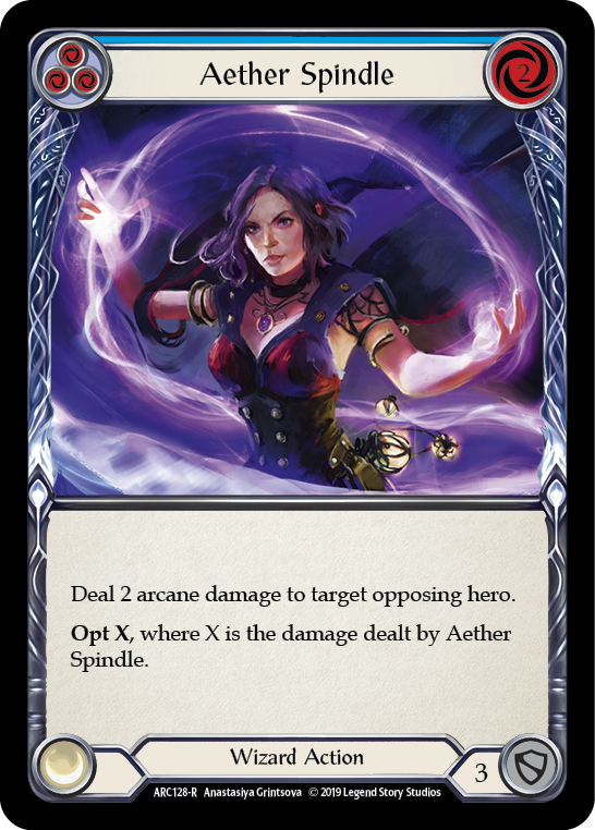 Aether Spindle (Blue) [ARC128-R] (Arcane Rising)  1st Edition Rainbow Foil | Tables and Towers