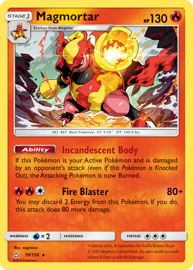 Magmortar (19/156) [Sun & Moon: Ultra Prism] | Tables and Towers