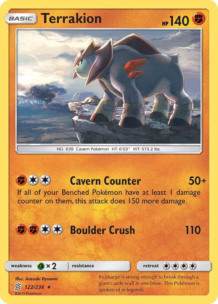 Terrakion (122/236) [Sun & Moon: Unified Minds] | Tables and Towers