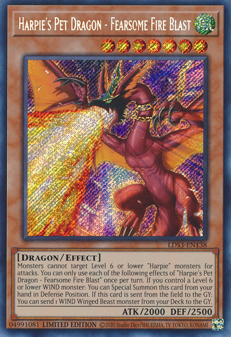 Harpie's Pet Dragon - Fearsome Fire Blast [LDS3-EN138] Secret Rare | Tables and Towers