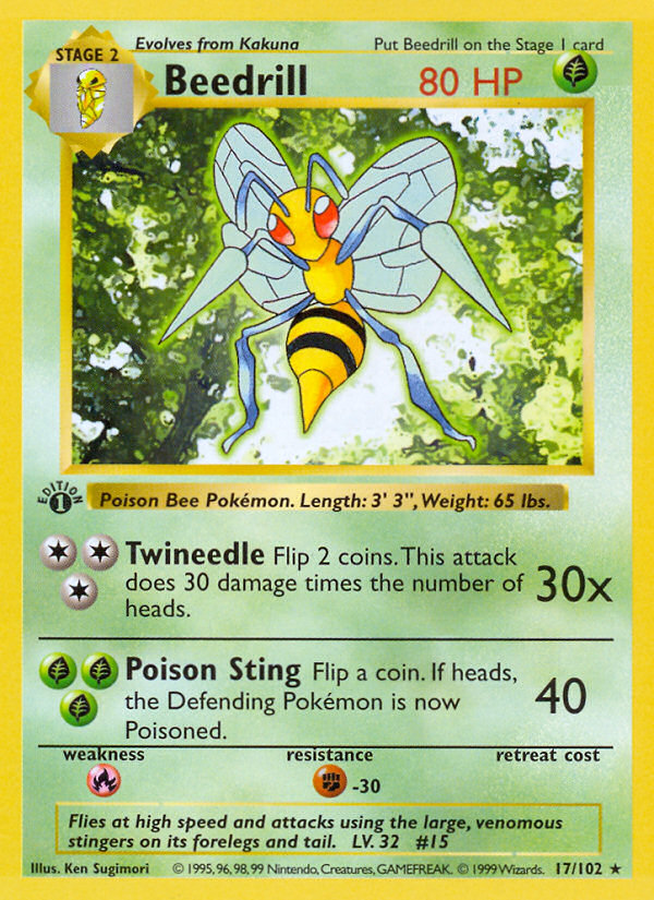 Beedrill (17/102) (Shadowless) [Base Set 1st Edition] | Tables and Towers