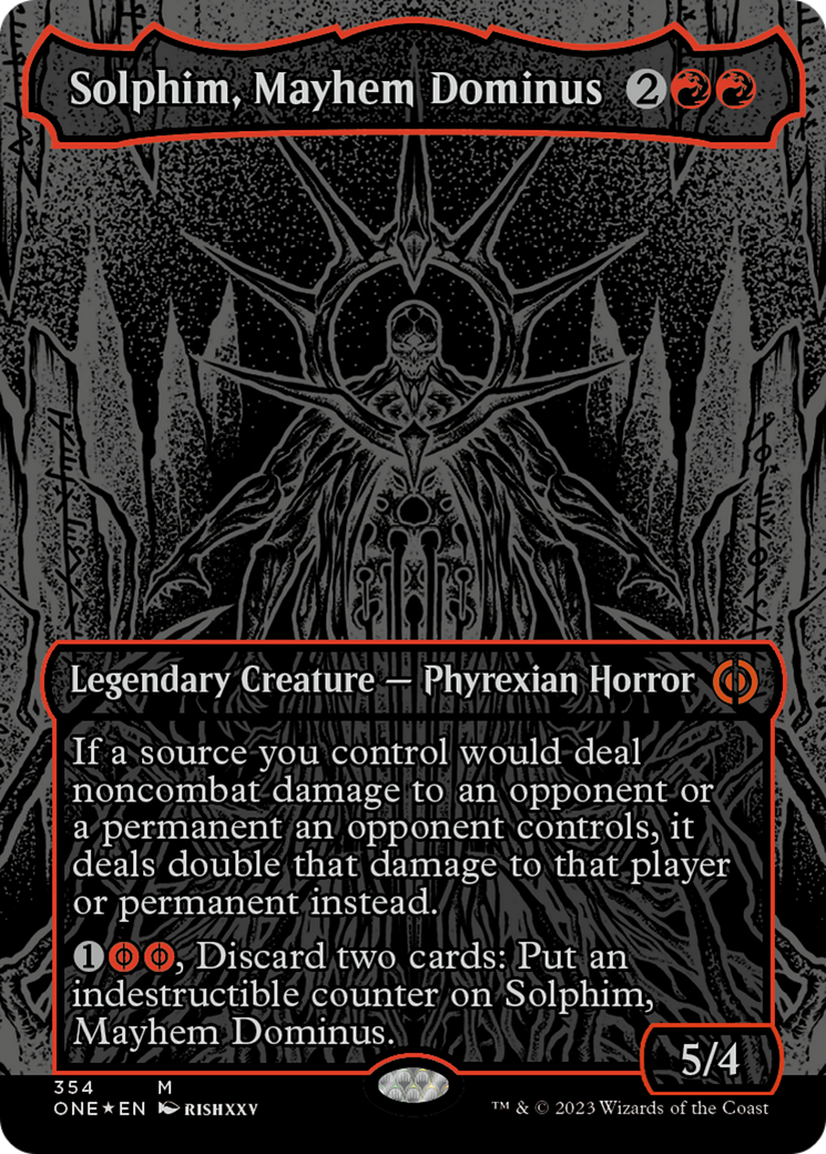 Solphim, Mayhem Dominus (Oil Slick Raised Foil) [Phyrexia: All Will Be One] | Tables and Towers