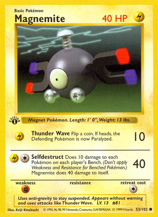 Magnemite (53/102) (Shadowless) [Base Set 1st Edition] | Tables and Towers