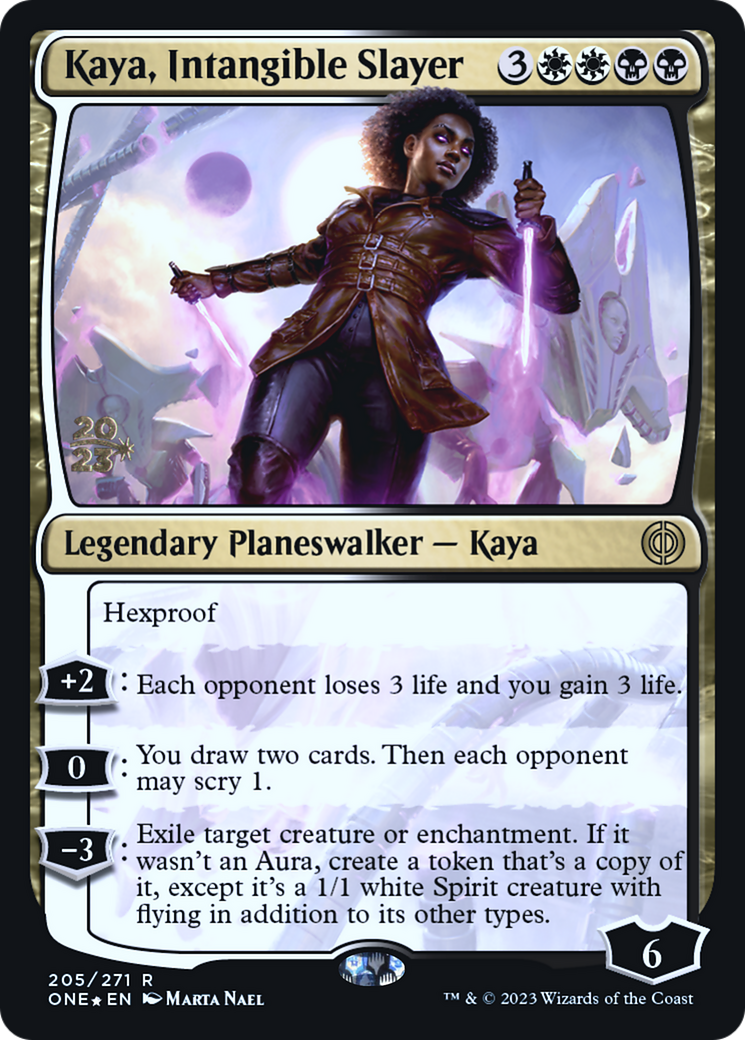 Kaya, Intangible Slayer [Phyrexia: All Will Be One Prerelease Promos] | Tables and Towers