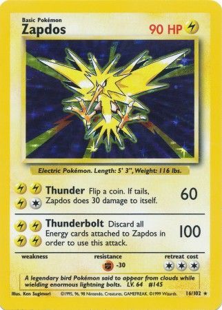 Zapdos (16/102) [Base Set Unlimited] | Tables and Towers