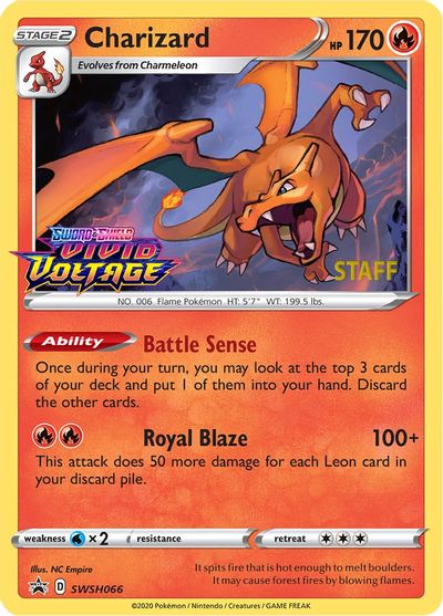 Charizard (SWSH066) (Staff Prerelease Promo) [Sword & Shield: Black Star Promos] | Tables and Towers