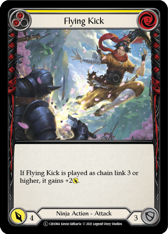 Flying Kick (Yellow) [U-CRU064] (Crucible of War Unlimited)  Unlimited Rainbow Foil | Tables and Towers