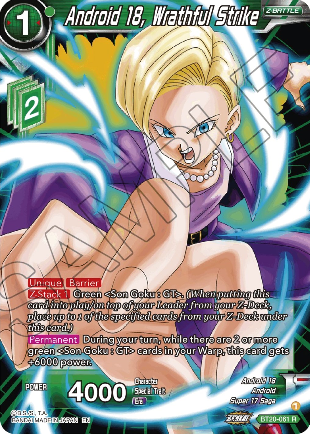 Android 18, Wrathful Strike (BT20-061) [Power Absorbed] | Tables and Towers