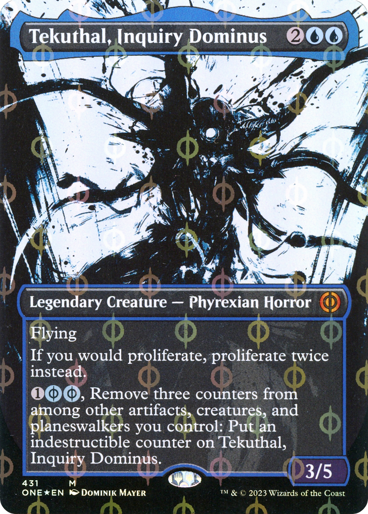 Tekuthal, Inquiry Dominus (Borderless Ichor Step-and-Compleat Foil) [Phyrexia: All Will Be One] | Tables and Towers